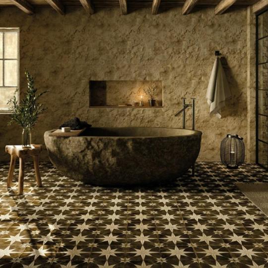 fekete mintas padloburkolat csillagos rusztikus mediterran vintage csempe jarolap padloburkolat nappali konyha lakas loft design cementlap hatasu jarolap furdoszoba.jpg